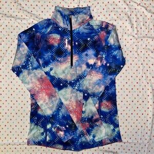Reebok Girls Galaxy Print Quarter Zip Athletic Top - XL, Moisture Wicking